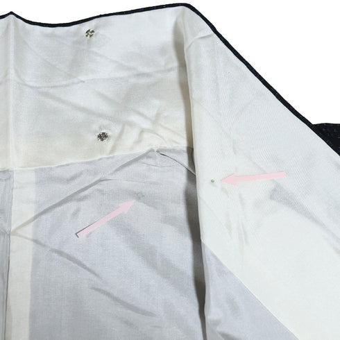 紬 リサイクル 身丈165.3cm 裄66.6cm 袷 結城紬 雪輪柄 ネイビー Lサイズ カジュアル お洒落 証紙 しつけ糸 正絹 広衿 Sランク