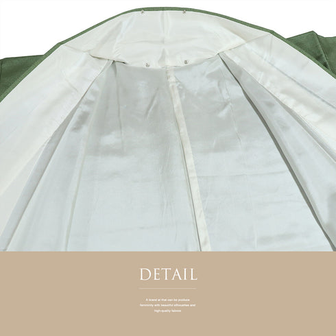 大島紬 リサイクル 身丈160.5cm 裄64.8cm 袷 染大島紬 氷割山文 利休趣 都喜ヱ門 グリーン Lサイズ お洒落 落款 証紙 一つ紋 正絹 広衿 Aランク