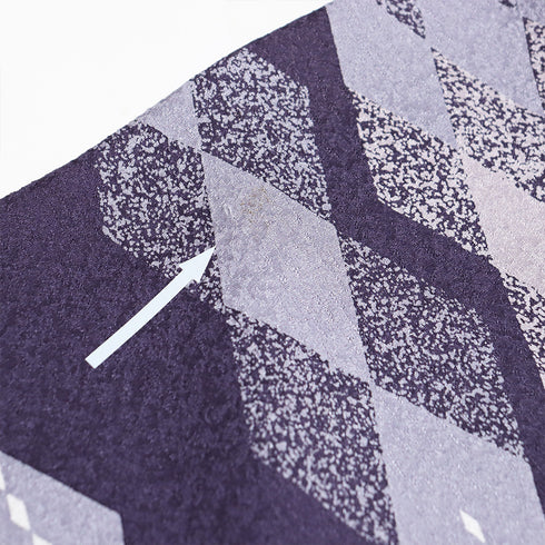 小紋 リサイクル 身丈152cm 裄64cm 袷 菱つなぎ柄 地紋 松本伸 パープル Sサイズ お洒落 カジュアル 正絹 バチ衿 Aランク