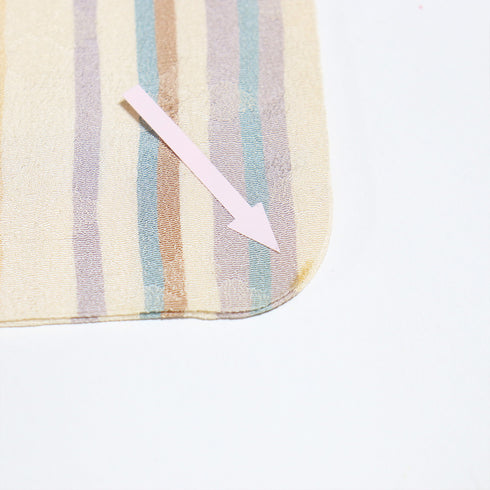 小紋 リサイクル 身丈166.8cm 裄64.4cm 袷 縞柄 ベージュ LLサイズ お洒落 カジュアル 正絹 広衿 Aランク