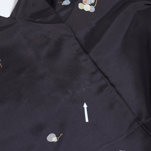 紬 リサイクル 身丈154.8cm 裄65cm 袷 鈴柄 パープル Sサイズ お洒落 カジュアル しつけ糸 正絹 広衿 Aランク