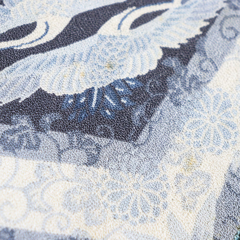 袋帯 リサイクル 帯丈450cm ポイント柄 菱に鶴柄 相良刺繍 グリーン Lサイズ 正絹 Aランク お洒落