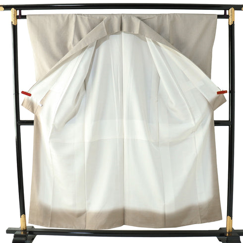 付下げ リサイクル 身丈152.2cm 裄63.2cm 袷 短冊や摺り疋田柄 金駒刺繍 箔 ベージュ Sサイズ お洒落 正絹 広衿 Sランク