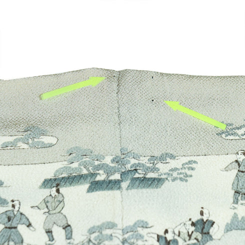 付下げ リサイクル 身丈158.2cm 裄67.6cm 袷 祭礼柄 グレー Mサイズ お洒落 正絹 広衿 Sランク