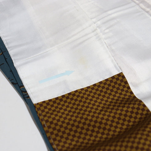 小紋 リサイクル 身丈163cm 裄67.8cm 袷 幾何学模様 お洒落八掛 ブルー Lサイズ お洒落 カジュアル 正絹 広衿 Aランク