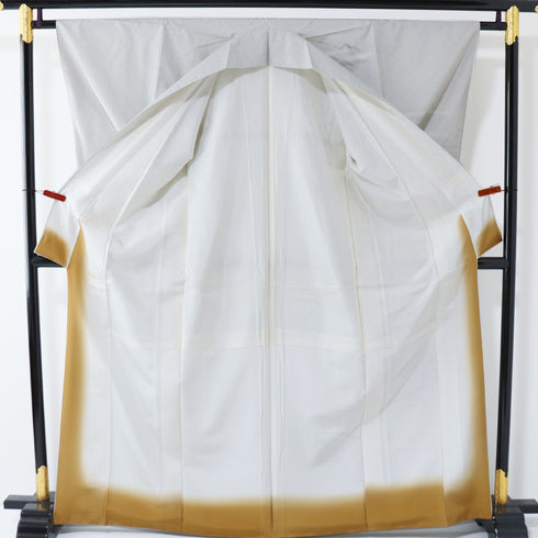 付下げ リサイクル 身丈167cm 裄63.2cm 袷 大島紬 遠山樹林風景柄 晃生 ホワイト LLサイズ お洒落 落款 正絹 広衿 Aランク