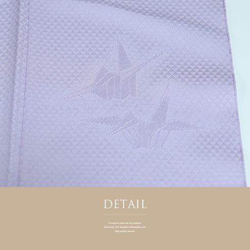 色無地 リサイクル 身丈156cm 裄66cm 袷 草花柄 パープル Mサイズ セミフォーマル お洒落 一つ紋 しつけ糸 不明 広衿 地紋あり Sランク