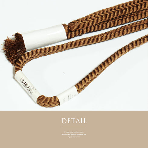 帯締め・帯揚げセット リサイクル 平組紐 ブラウン 正絹 未使用品 デザイン地紋