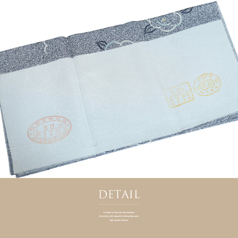 小紋 リサイクル 身丈155cm 裄65.1cm 袷 椿柄 グレー Sサイズ お洒落 カジュアル しつけ糸 正絹 広衿 Sランク