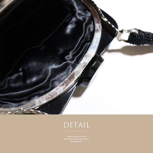 バッグ ブラック ビーズ Aランク ビーズバック 花柄