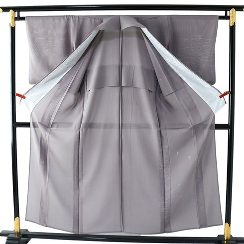 付下げ リサイクル 夏着物 身丈151.5cm 裄63.6cm 絽 露芝模様 パープル Sサイズ フォーマル セミフォーマル 一つ紋 正絹 広衿 Sランク