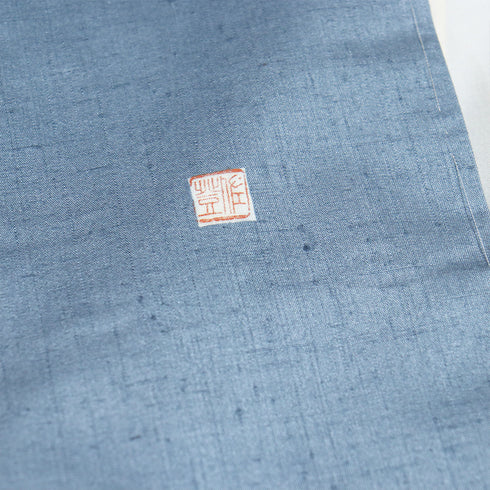 付下げ リサイクル 身丈156cm 裄65cm 袷 紬 流水柄 ゆったりサイズ ブルー Mサイズ お洒落 落款 しつけ糸 正絹 広衿 Sランク