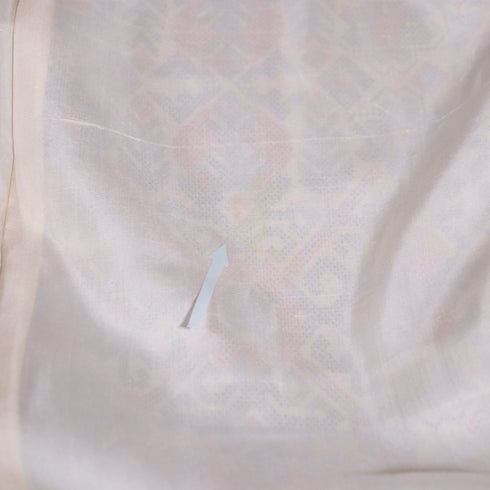 紬 リサイクル 身丈156.5cm 裄68.4cm 袷 幾何学華文様 ベージュ Mサイズ お洒落 カジュアル しつけ糸 正絹 広衿 Aランク