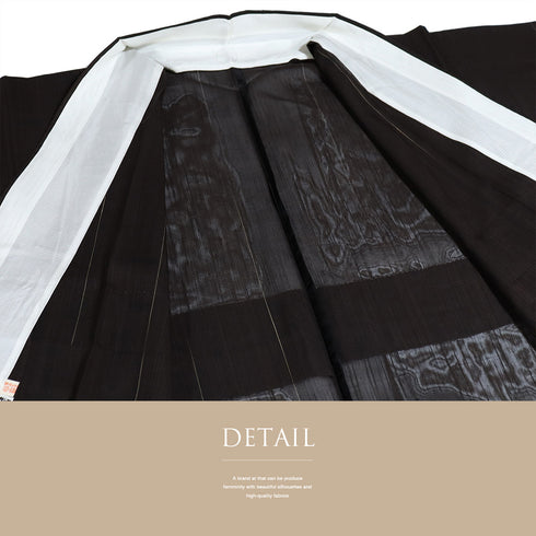 紬 リサイクル 夏着物 身丈161cm 裄66.8cm 夏物 夏物 刺繍 パールトーン加工済 縞模様 トンボ柄 ブラウン Lサイズ カジュアル お洒落 正絹 広衿 Sランク