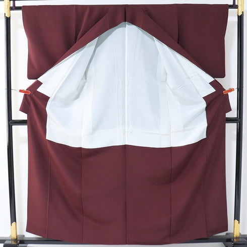 付下げ リサイクル 身丈158cm 裄64.4cm 袷 椿柄 お洒落紋 レッド Mサイズ お洒落 一つ紋 正絹 広衿 Sランク