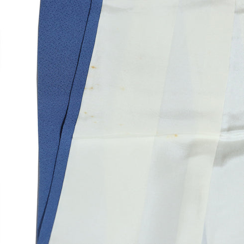 色無地 リサイクル 身丈160.5cm 裄64.4cm 袷 花菱柄 ブルー Lサイズ セミフォーマル お洒落 一つ紋 正絹 広衿 地紋あり Bランク