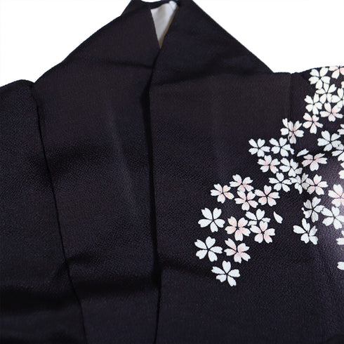 訪問着 リサイクル 身丈157.5cm 裄63cm 袷 小花散らし柄 金駒刺繍 箔 パープル Mサイズ セミフォーマル 正絹 広衿 Aランク