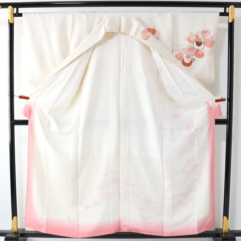 付下げ リサイクル 身丈155.2cm 裄64.6cm 袷 たちばな 作家物 吾妻徳穂 金駒刺繍 箔 アイボリー Sサイズ お洒落 セミフォーマル 正絹 広衿 Aランク