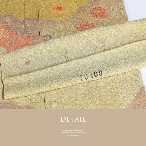 道行コート リサイクル 身丈98.5cm 裄67.6cm 袷 絵羽ロングコート 辻が花風柄 箔 松井青々 多色 Lサイズ お洒落 落款 正絹 Sランク