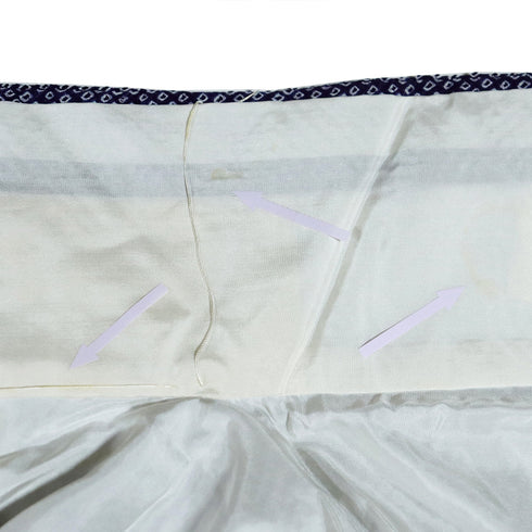 小紋 リサイクル 身丈159.2cm 裄64.4cm 袷 総絞り パープル Mサイズ お洒落 しつけ糸 正絹 広衿 Aランク