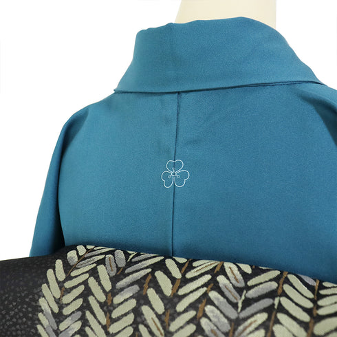 付下げ リサイクル 身丈153.5cm 裄64.8cm 袷 金彩 雲取り 花柄 ブルー Sサイズ フォーマル セミフォーマル 一つ紋 正絹 広衿 Sランク