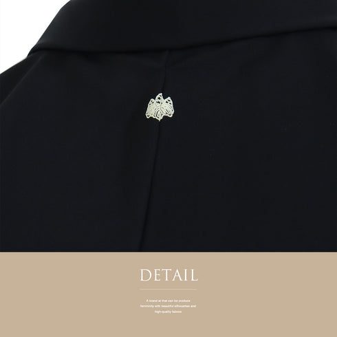 黒羽織 リサイクル 身丈78.3cm 裄64cm 袷 花籠柄 箔 ブラック Sサイズ フォーマル セミフォーマル 一つ紋 しつけ糸 正絹 Sランク