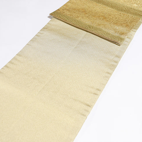 袋帯 リサイクル 帯丈446cm 六通 横段柄 綾綺織り 井関宗鱗 ゴールド Mサイズ 正絹 Sランク フォーマル