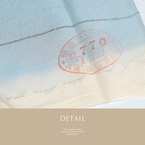 付下げ リサイクル 身丈164.5cm 裄68.6cm 袷 地紙に花や蝶柄 中国汕頭刺繍 ブルー Lサイズ セミフォーマル フォーマル 正絹 広衿 Sランク