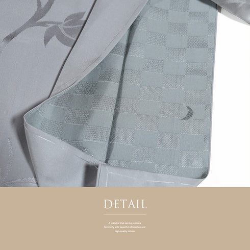 長襦袢 リサイクル 長襦袢 身丈132cm 裄65.2cm 袷 蔦の地紋柄 刺繍半衿付き グレー Mサイズ 正絹 Sランク