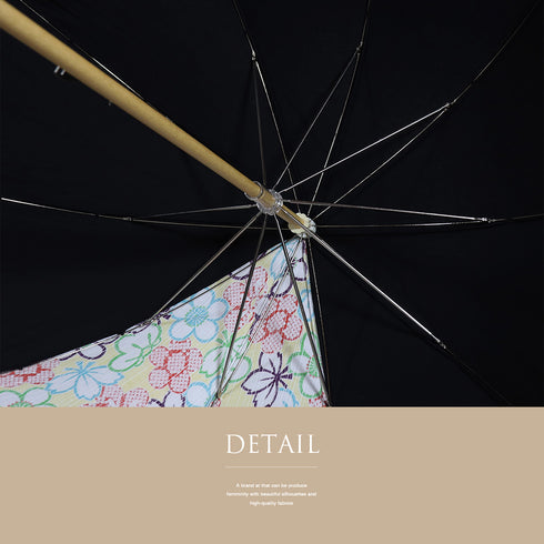 和傘 リサイクル 和洋兼用日傘 岡重 UVカット 未使用品 Sランク 京友禅生地 花柄 ブラック 和装小物 ET-580