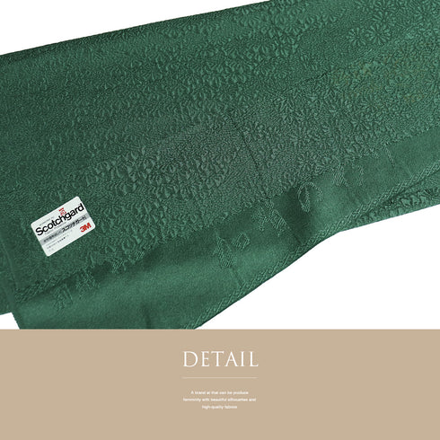 色無地 リサイクル 身丈156.8cm 裄64.4cm 袷 松や菊や紅葉柄 グリーン Mサイズ セミフォーマル お洒落 一つ紋 しつけ糸 正絹 広衿 地紋あり Sランク