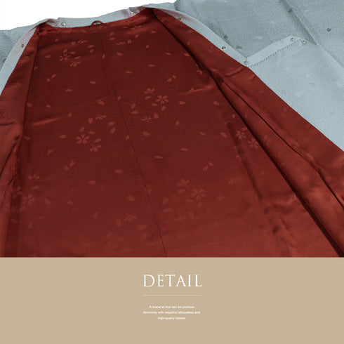 道行コート リサイクル 身丈100.5cm 裄66cm 袷 花びらの地紋 ブルー Mサイズ カジュアル お洒落 正絹 Sランク