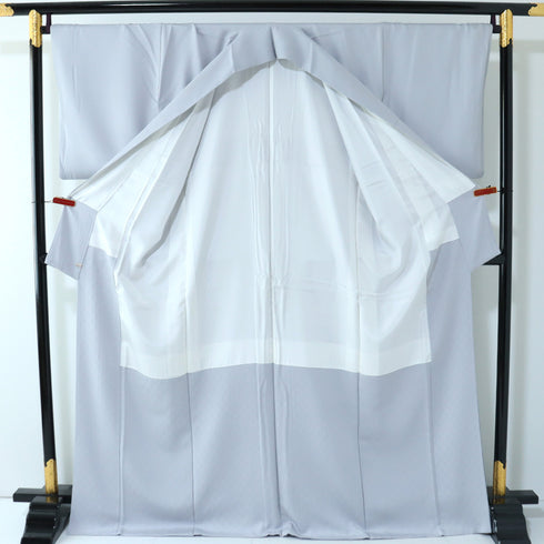 色留袖 リサイクル 身丈168.8cm 裄68.8cm 袷 違い矢柄 グレー LLサイズ 一つ紋 正絹 広衿 Aランク