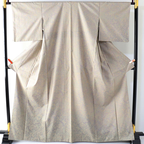 訪問着 リサイクル 身丈164cm 裄66.2cm 袷 たたき染め柄 パールトーン加工 紬 裾ボカシ 多色 Lサイズ お洒落 正絹 広衿 Sランク