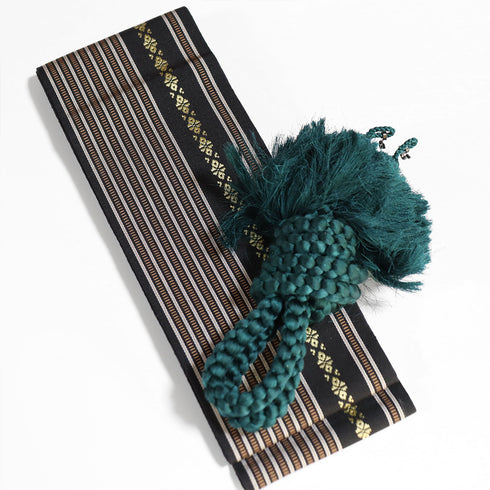 アンサンブル 男物 リサイクル 身丈144cm 裄70.6cm 羽織丈93cm 袷 紬 グリーン Sサイズ お洒落 カジュアル しつけ糸 正絹 棒衿 Sランク