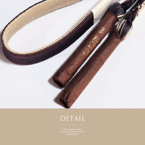 帯締め・帯揚げセット リサイクル 平組紐 ちりめん ベージュ 正絹 新品・未使用品 縦縞に絞り柄