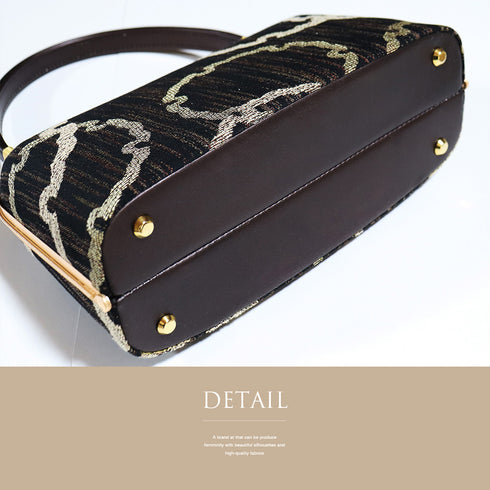 草履・バッグセット リサイクル カジュアル ブラウン 正絹 未使用品 雪輪柄