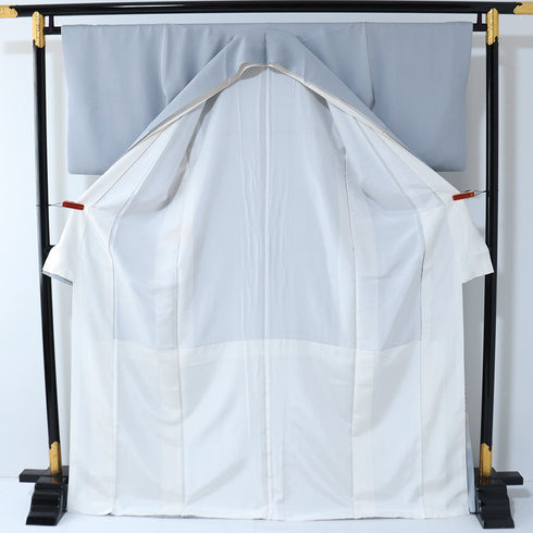 色留袖 リサイクル 身丈171cm 裄66.8cm 袷 デザイン青海波に華紋柄 金駒刺繍 箔 ブルー LLサイズ セミフォーマル 一つ紋 正絹 広衿 Aランク