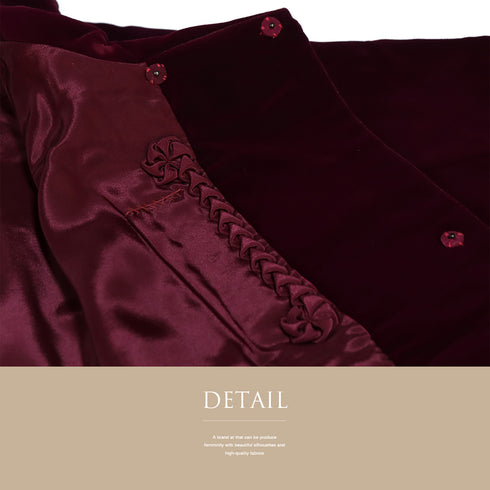 コート リサイクル 身丈86cm 裄65cm 袷 ベルベット ラグラン袖 レッド Mサイズ カジュアル 不明 Sランク