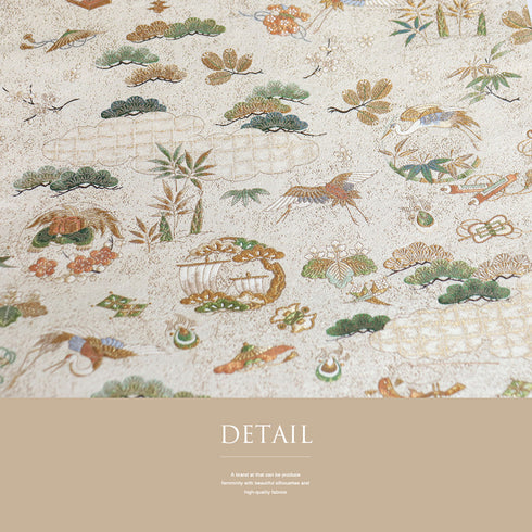 袋帯 リサイクル 帯丈450cm 全通 風景、七福神や風神雷神など 箔 リバーシブル 招福千寿文 ゴールド Lサイズ 正絹 Sランク フォーマル セミフォーマル