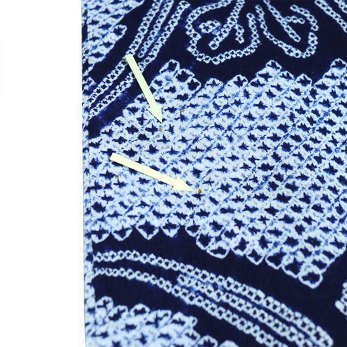 浴衣 リサイクル 夏着物 身丈154.7cm 裄68cm 夏物 絞り 花柄 ネイビー Sサイズ カジュアル 木綿 洗える着物 バチ衿 Bランク