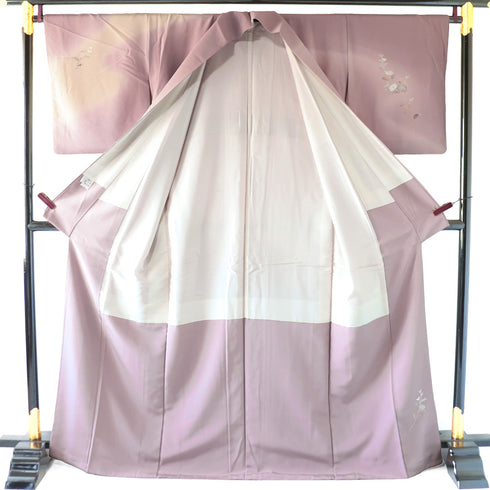 訪問着 リサイクル 身丈165.5cm 裄66.8cm 袷 菊柄 ピンク LLサイズ セミフォーマル お洒落 正絹 広衿 Sランク