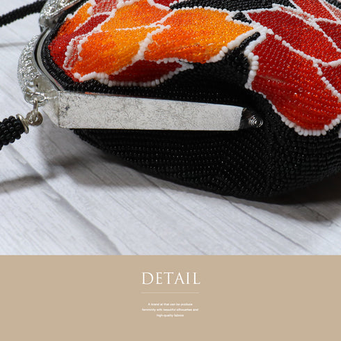 ビーズバック ベージュ 花柄 お洒落 カジュアル 横幅20cm 高さ14.5cm マチ6cm Sランク 和装小物 ZO-90