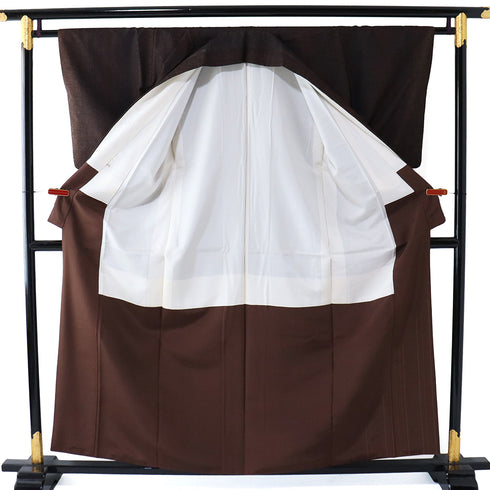 訪問着 リサイクル 身丈158.5cm 裄63.2cm 袷 紬 ブラウン Mサイズ お洒落 正絹 広衿 Sランク