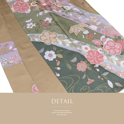 訪問着 リサイクル 身丈161.8cm 裄66.4cm 袷 梅竹 箔 ブラウン Lサイズ セミフォーマル お洒落 正絹 広衿 Sランク