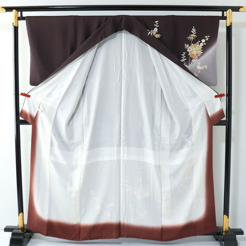 付下げ リサイクル 身丈159cm 裄65cm 袷 各種花丸柄 金駒刺繍 パープル Mサイズ セミフォーマル お洒落 正絹 広衿 Sランク