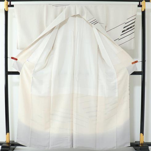 訪問着 リサイクル 身丈157.7cm 裄64.4cm 袷 箔 為書きあり アイボリー Mサイズ お洒落 正絹 広衿 Aランク
