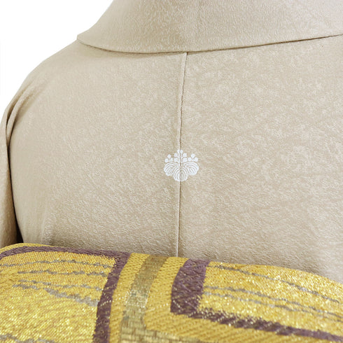 訪問着 リサイクル 身丈165cm 裄72cm 袷 地紋 ブラウン Lサイズ お洒落 セミフォーマル 落款 一つ紋 正絹 広衿 Sランク