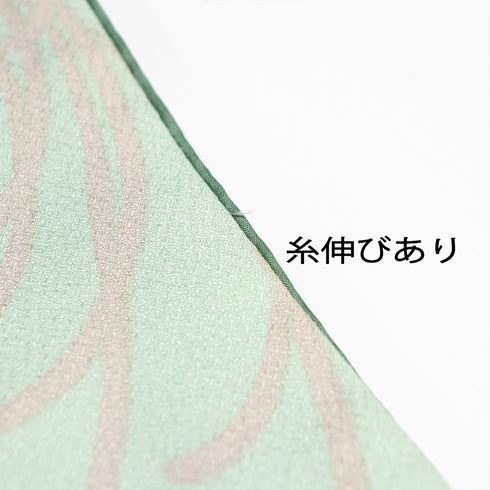 小紋 リサイクル 身丈163.5cm 裄66cm 袷 既製品 菊柄 グリーン Lサイズ お洒落 カジュアル ポリエステル 洗える着物 広衿 Aランク