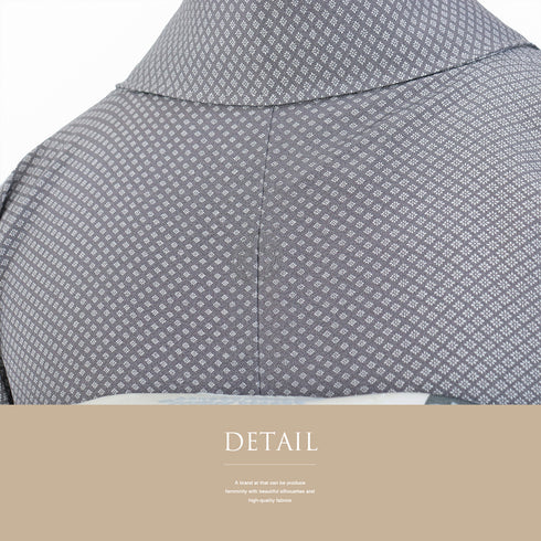 江戸小紋 リサイクル 身丈161.5cm 裄68cm 袷 菊菱 縦ぼかし 作家 保科土山 グレー Lサイズ お洒落 カジュアル 一つ紋 正絹 広衿 Aランク